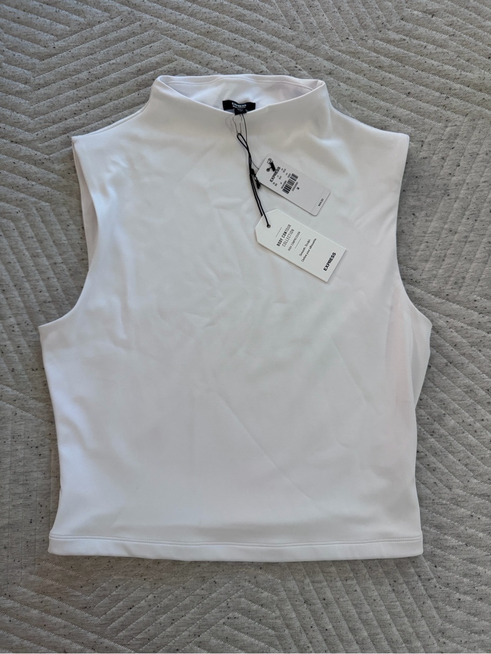 Express White Sleeveless Mock Neck Top